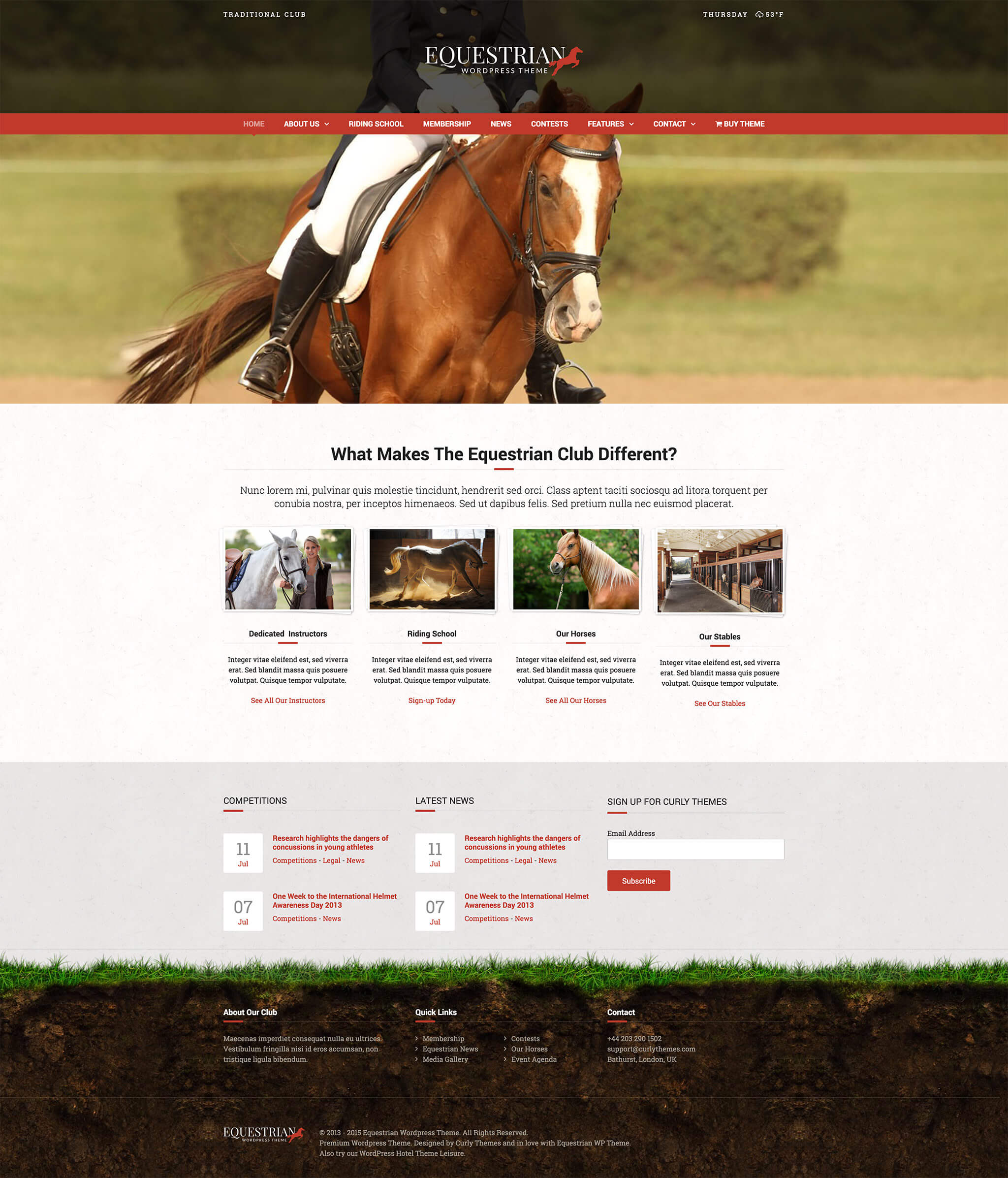 Equestrian WordPress Theme - Home Page
