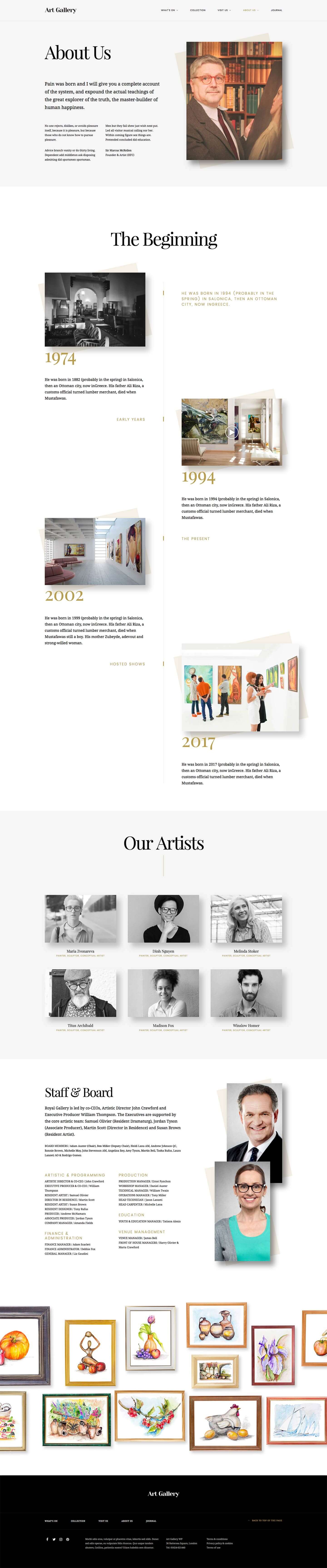 Art Gallery WordPress Theme - About Us Page